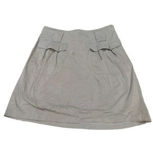 GUNEX Made In Italy High Waist Faux Front Pocket Pinstripe Skirt With Belt Loops